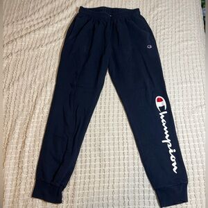 Champion Joggers Men Size L Blue Sportswear Spell Out Logo Casual Gym Sweatpants